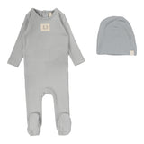 Lilette Pointelle Emblem Footie And Hat - Light Blue