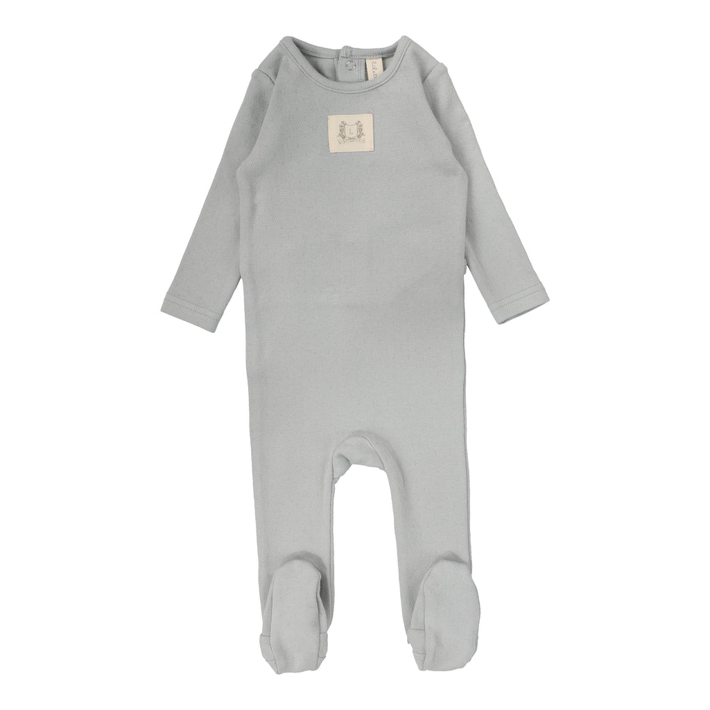 Lilette Pointelle Emblem Footie - Light Blue