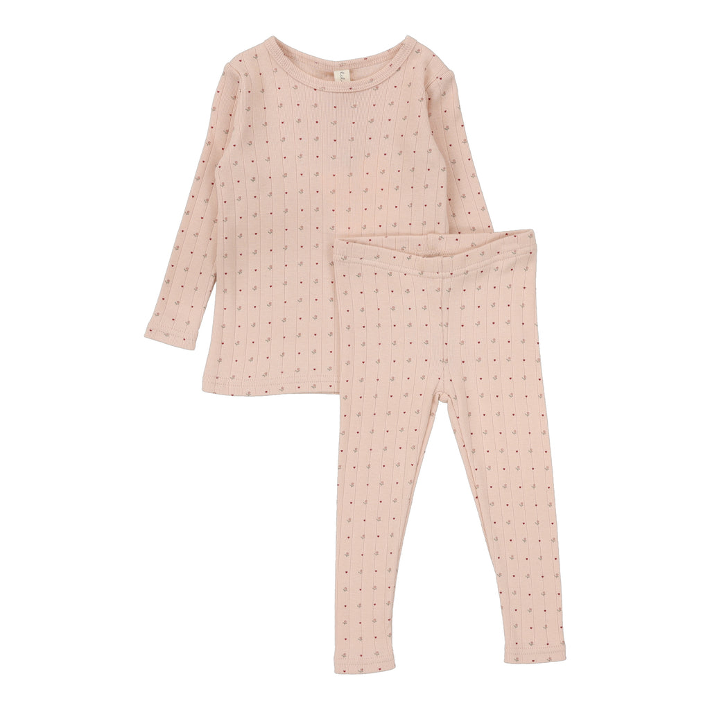Lilette Linear Printed Long Sleeve Set - Shell Pink