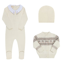 Load image into Gallery viewer, Looms Fair Isle Collection Baby 3Pc Set - Ivory/Mauve