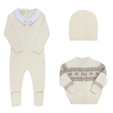 Looms Fair Isle Collection Baby 3Pc Set - Ivory/Mauve