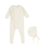 Ivory Knot Wrap Footie & Bonnet