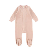 Lil Legs Velour Ribbed Logo Footie-Blush