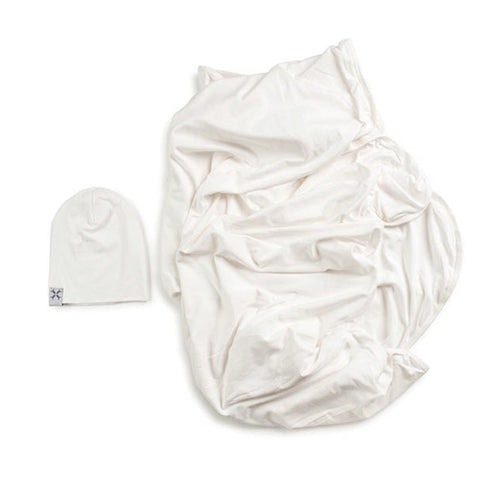Jacqueline & Jac Beanie & Blanket Set Natural White