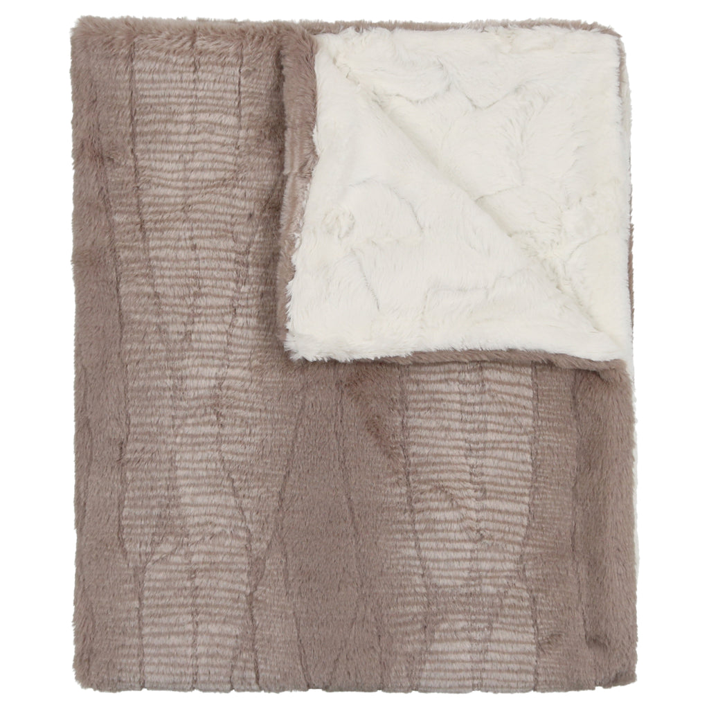 Peluche Lux Fur Blanket Stone And Natural