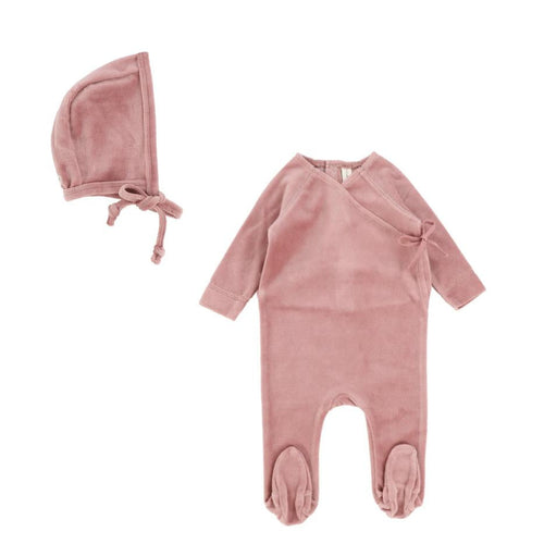 Rose Velour Wrap Footie