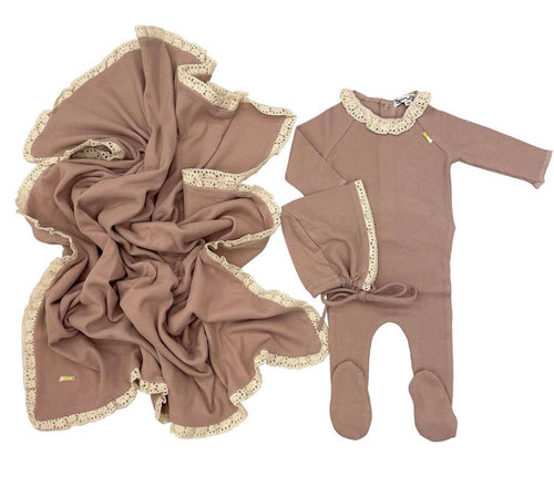 Antique Mauve Lace Ruffle Set