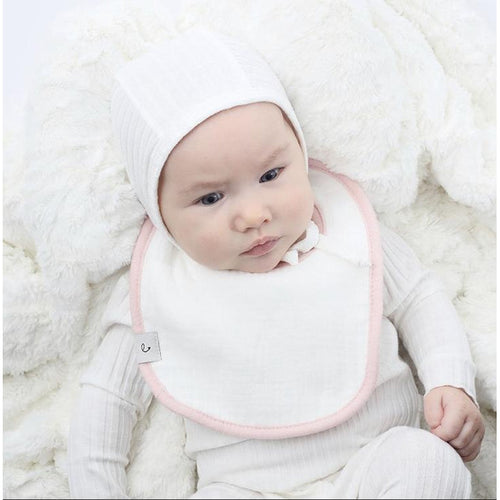 White Bib With Pink Trim