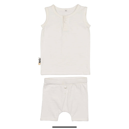 White Button Tank Short Set