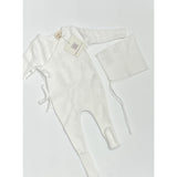 Winter white knit Bow Footie & Bonnet