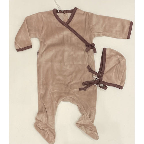Velour Trim Lavender Footie & Bonnet