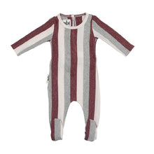 Load image into Gallery viewer, Striped Sweater Knit Footie - Berry