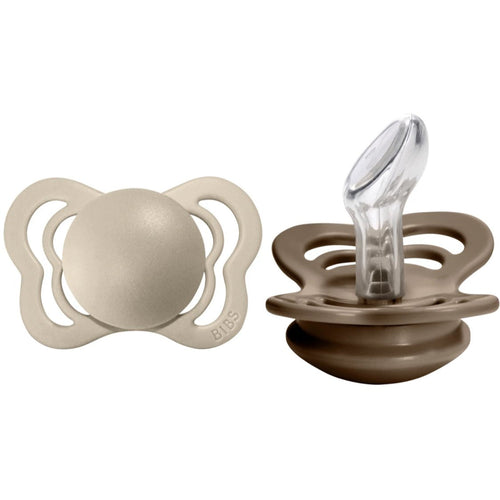 Bibs Pacifier Couture Silicone 2 Pk Vanilla/ Dark Oak Size 1 - 0-6m