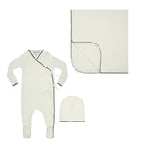 Little Parni Ivory 3PC Ribbed Baby Stretchy Set