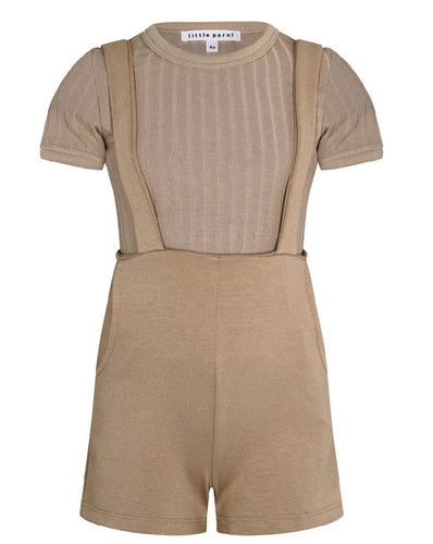 Taupe Boys Overalls & T-Shirt