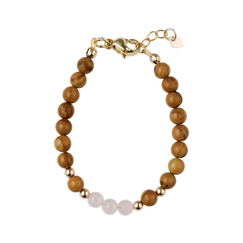 Wood Grain Stone With Rose beads