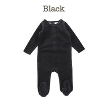 Load image into Gallery viewer, Black Classic Velour Footie