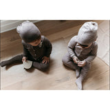 Brown Pointelle Cardigan 2 Piece Set & Hat