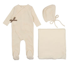 Load image into Gallery viewer, Velour Brown Ribbon Set-Cream