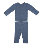 Argyle Fine Knit Set - Heather Blue