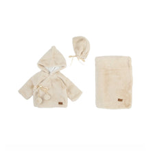 Load image into Gallery viewer, Brown/Oatmeal Bebe Cream Fur Jacket Set