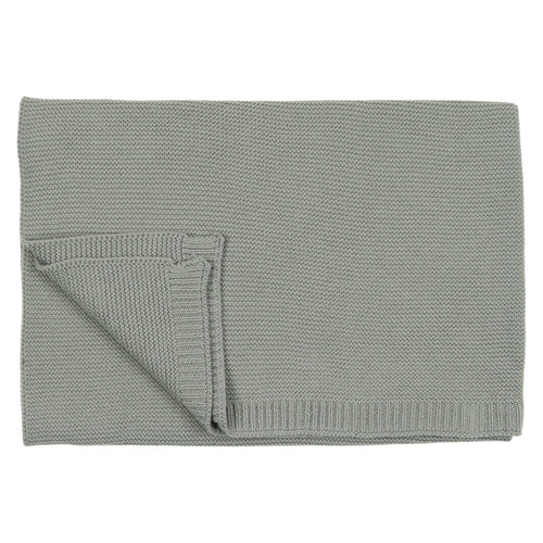 Mema Knits 3 Piece Powdered Blue Knit Footie +Bonnet Set