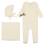 Mema Knits Cream Contrast  3 PC Set