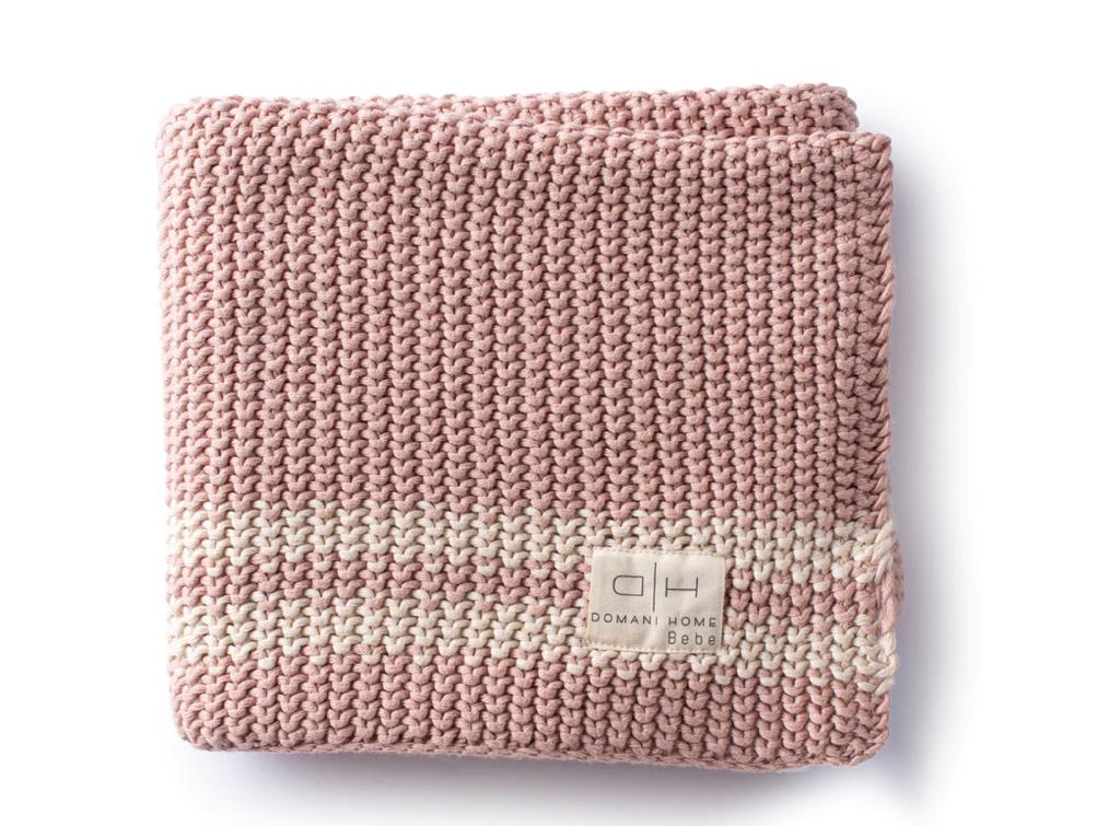 Domani Home Marici Pink Shell Striped Baby Blanket