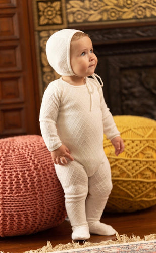 Ivory Argyle Fine Knit Collection