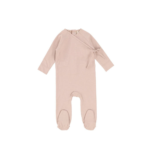 Dusty Pink Brushed Cotton Wrapover Footie