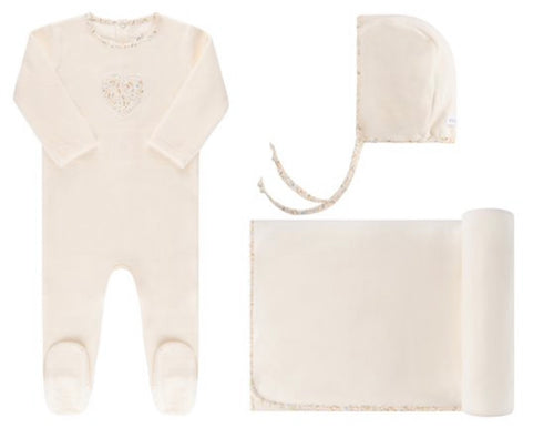 Ely's & Co Velour Floral Heart Set