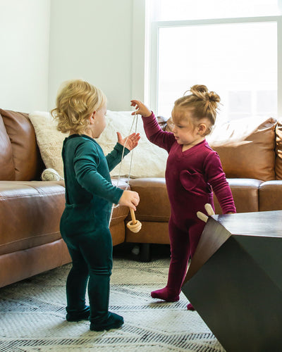 Cuddle & Coo Velour Tracksuit Wine Footie