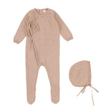 Mauve Kbit Wrap Footie & Bonnet