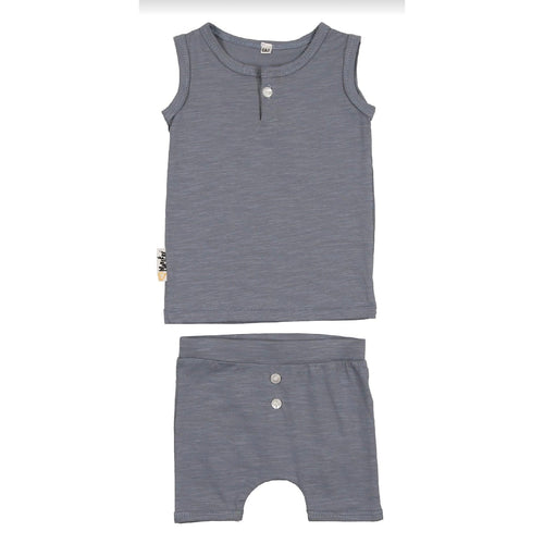 Pewter Button Tank Short Set