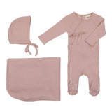 Pointelle Kimono Wrap Set- Rose