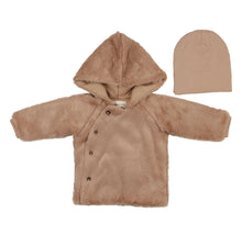 Load image into Gallery viewer, Mema Knits Fur Jacket &amp; Beanie -Oatmeal