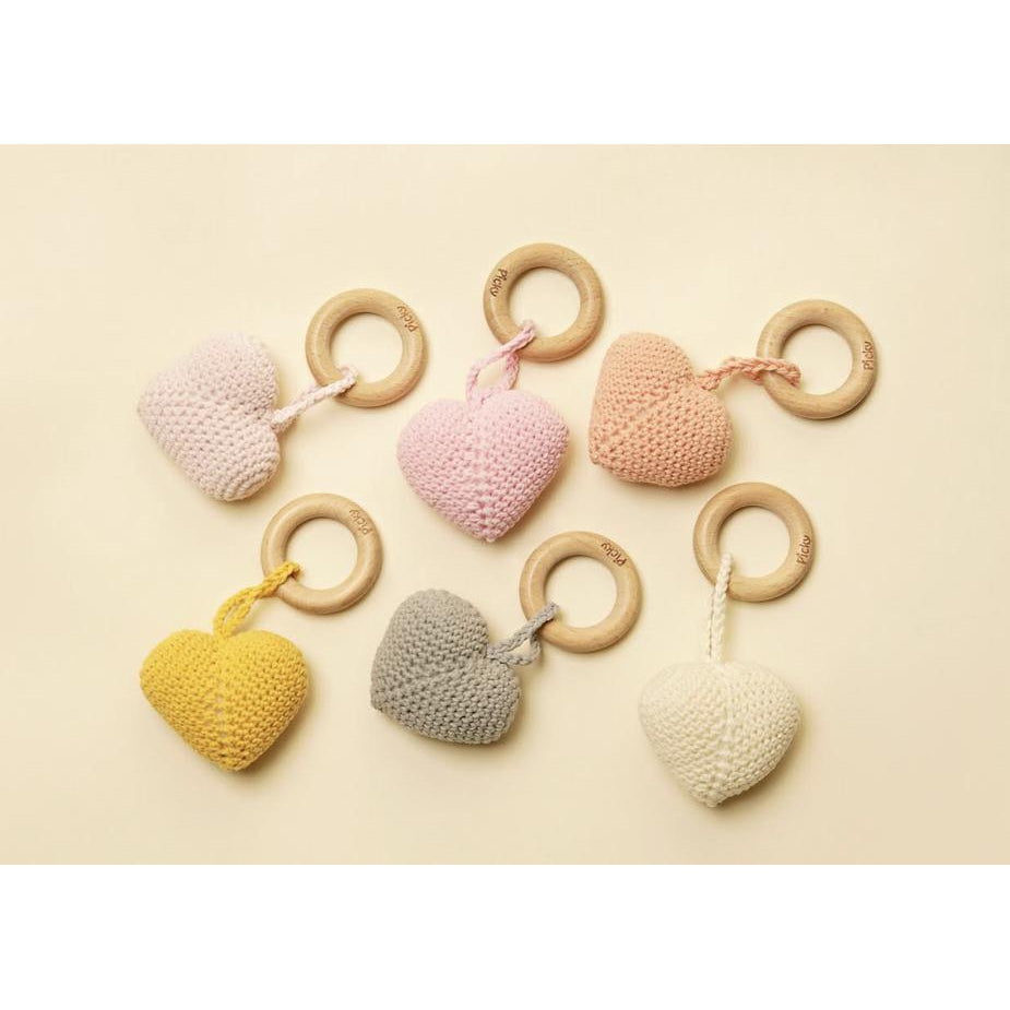 Heart Rattle Teether- Pink