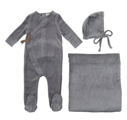 Velour Brown Ribbon Sea Blue Set