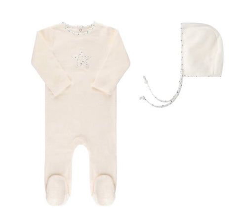 Ely's & Co Velour Star Footie & Bonnet