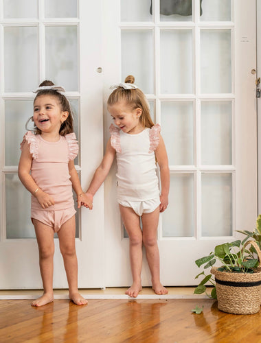 Mauve Shoulder Ruffle Short Set