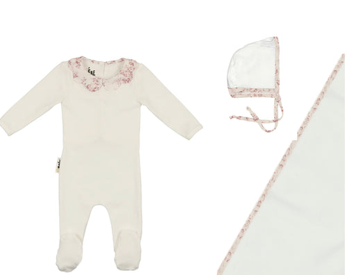 White/Blush Scalloped Collar Set