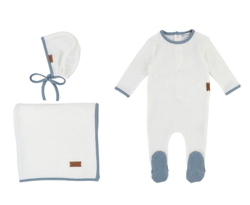 White/Blue Waffle Set