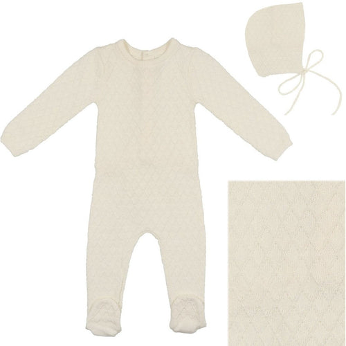Ivory Argyle Fine Knit Collection