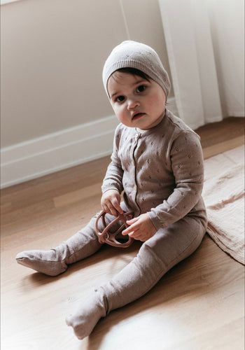 Rose Pointelle Cardigan Set & Hat