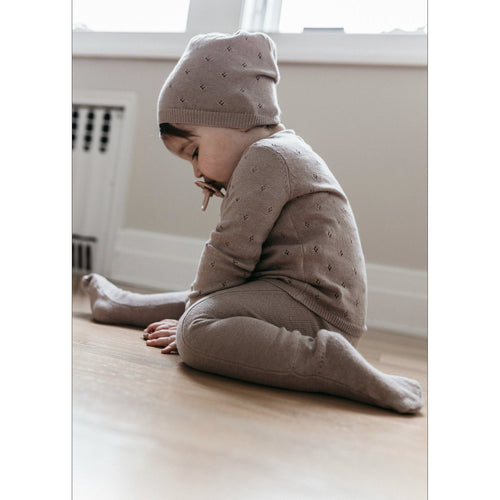 Rose Pointelle Cardigan Set & Hat