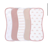 Ely's & Co Contoured Reversible Burp Cloths - Dusty Pink Rainbow