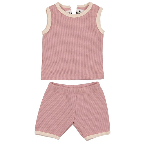 Mauve Waffle Knit Short Set