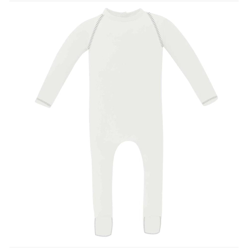 Velour Stitching Ivory & Grey Footie & Bonnet