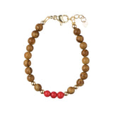 Wood Grain Stones With Red Beads