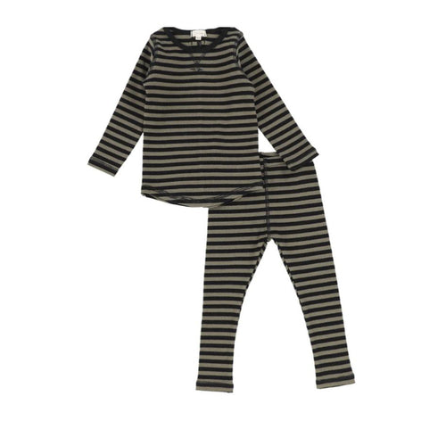 Olive & Black Stripe Rib Set